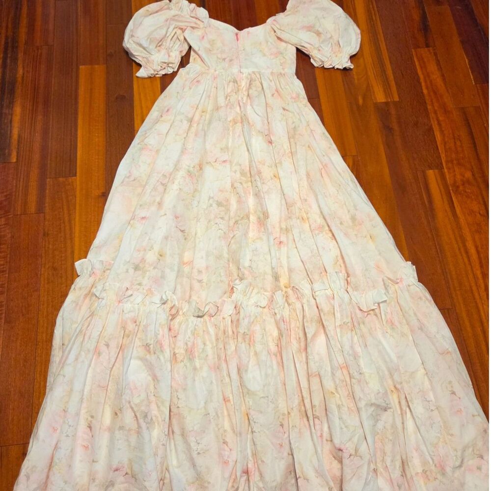 Selkie Ritz Gown in Bleached Floral Pink Floral Dress XS Renaissance